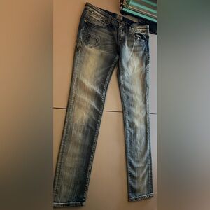 Express Women's Faded Blue Skinny Jeans